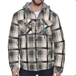 NWT New York Jets NFL Men’s Plaid Quilted Hooded G III Flannel Jacket Size Small